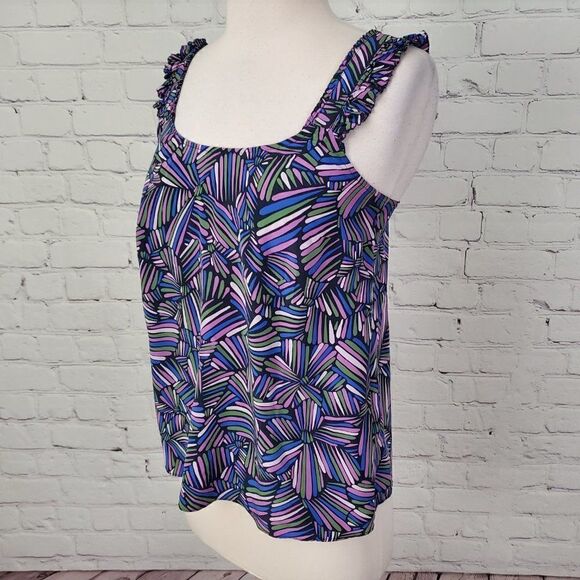 Marc By Marc Jacobs Ruffle Strap Blouse Top Geometric Print Sleeveless XS - Picture 3 of 9